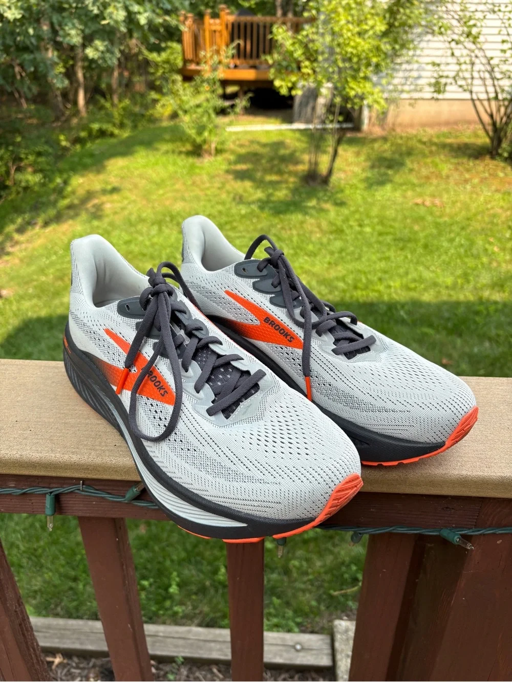 Brooks Men's Running Shoes - Light Gray with Orange Accents